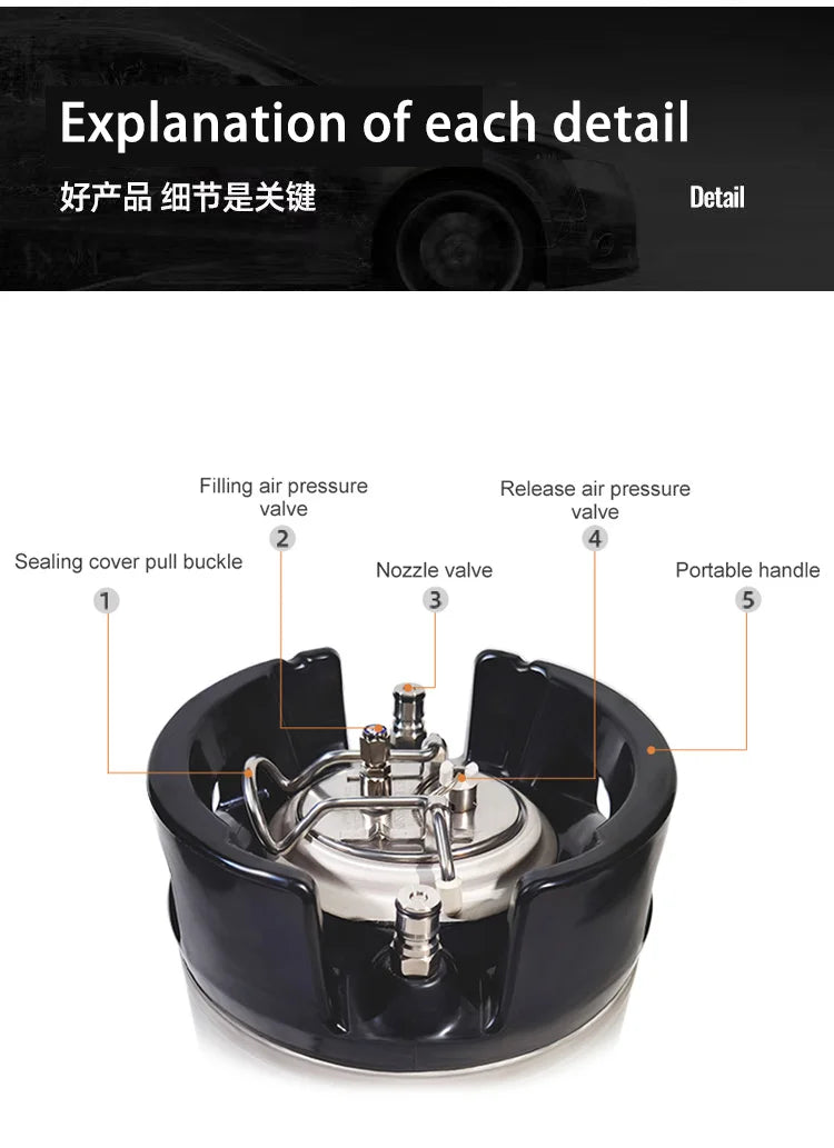 Cleaning Keg Barrel Portable Stainless Steel Car TPU PPF Film Install Water Tank Window Tint Keg Sprayer Bucket Cleaning Tools