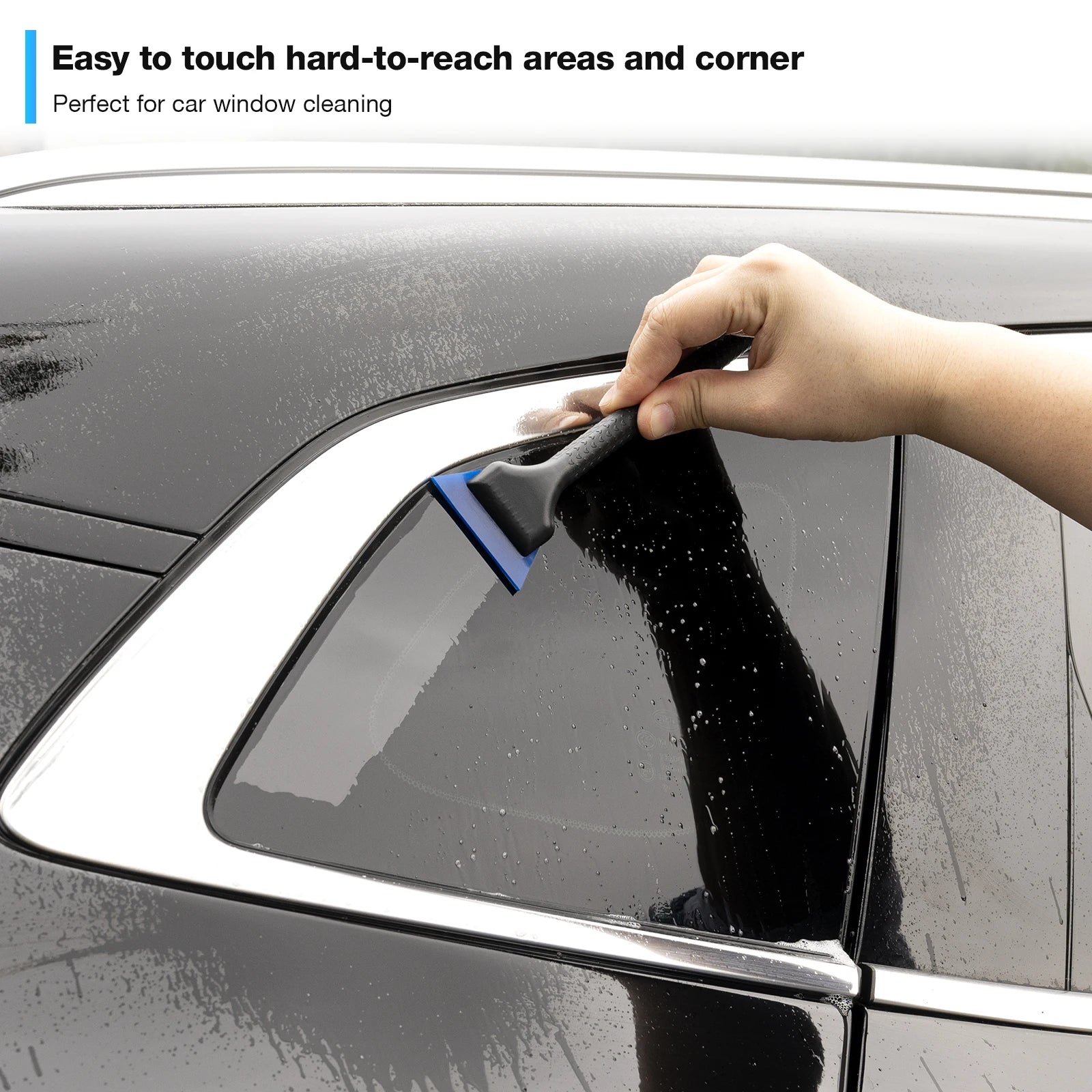 EHDIS Plastic Long Handle Anti-Slip Car Tint Squeegee Replaceable Soft Rubber Blade PPF Scraper Window Water Cleaning Remover