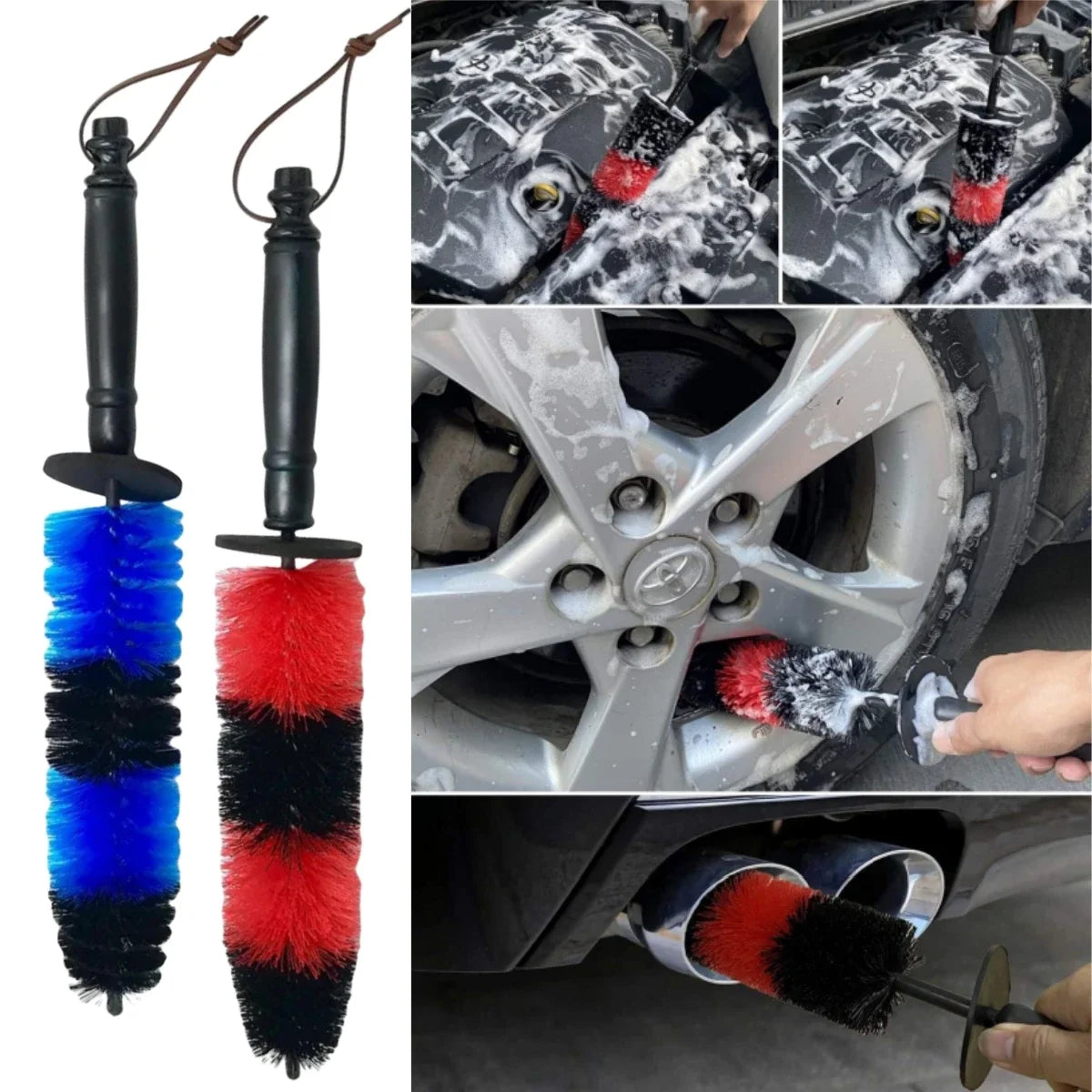 Auto Wheel Long Soft Cleaning Brush Car Wheel Brush Rim Tire Detailing Brush Car cleaning for Wheels Rims Exhaust Vehicle Engine