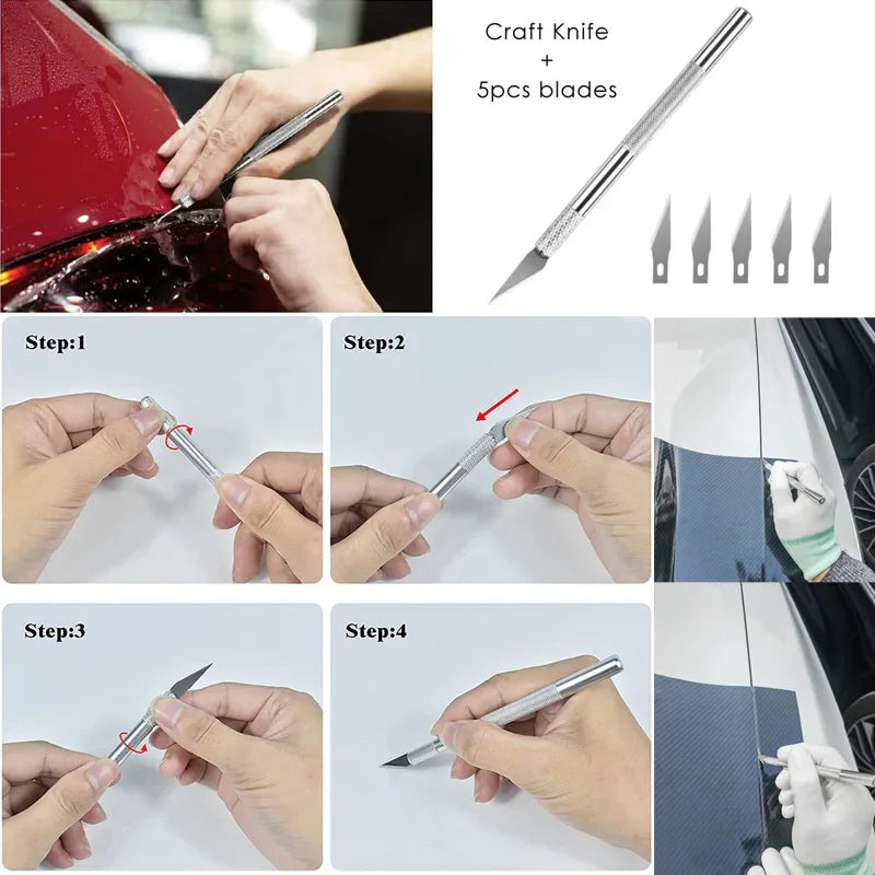 13Pcs/set Car Film Wrap Tool Kit Vinyl Spatula Vinyl Scraper Cutter for Vehicle Window Tint Car Accessories Wrapping Tools