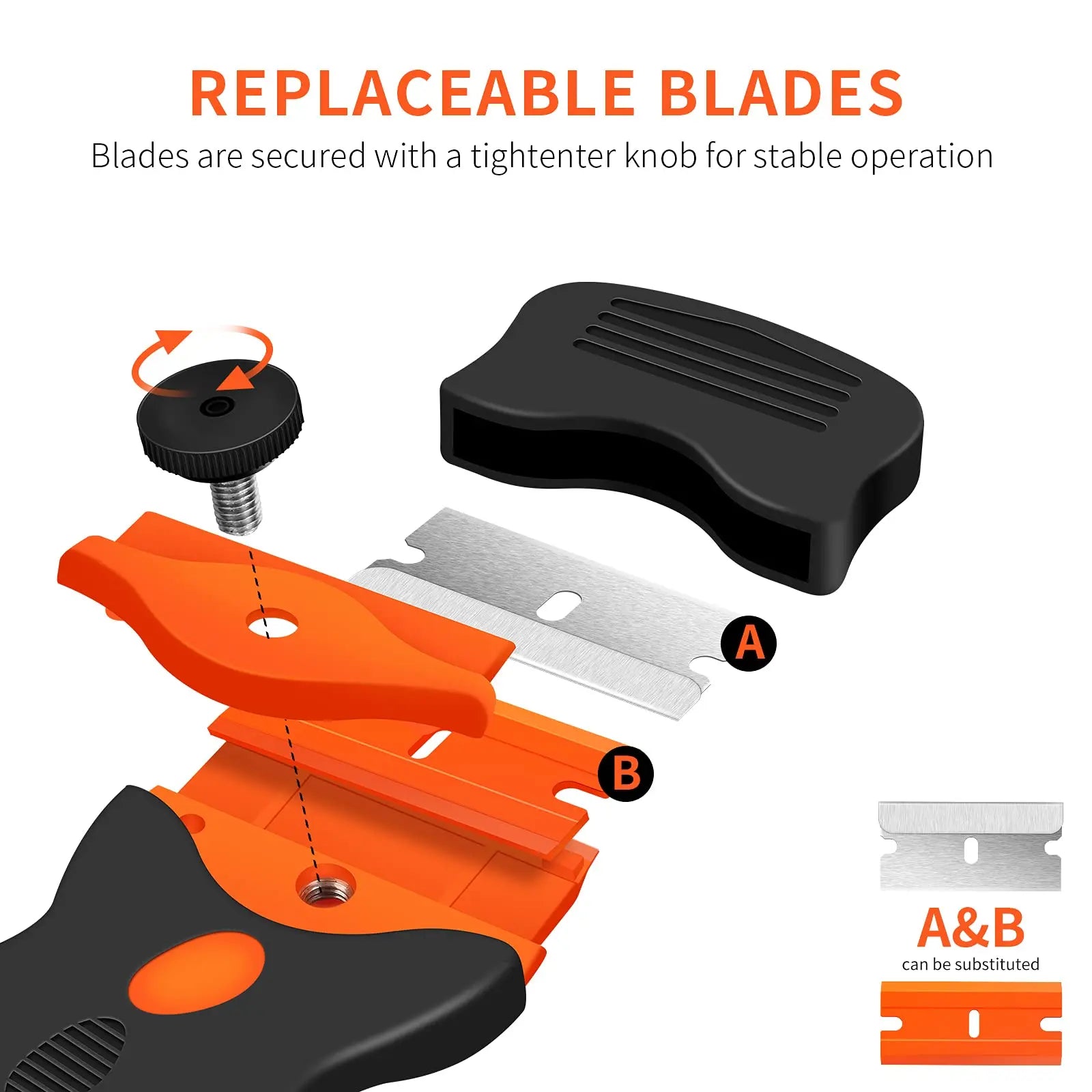 Blade Scraper Double Edge Razor Remover Tool with Blades for Labels Stickers Decals Removal Auto Window Tint Vinyl Application